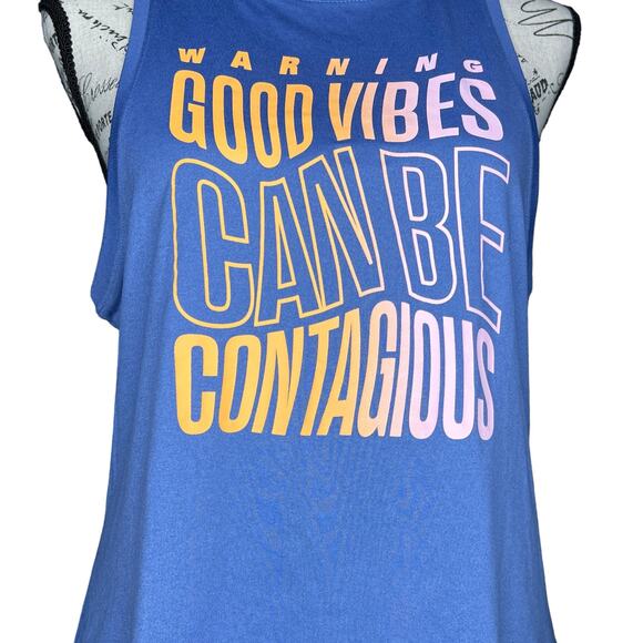 Nike MEDIUM Dry-Fit Warning Good Vibes Can Be Contagious Athletic Tank Top - Picture 7 of 11